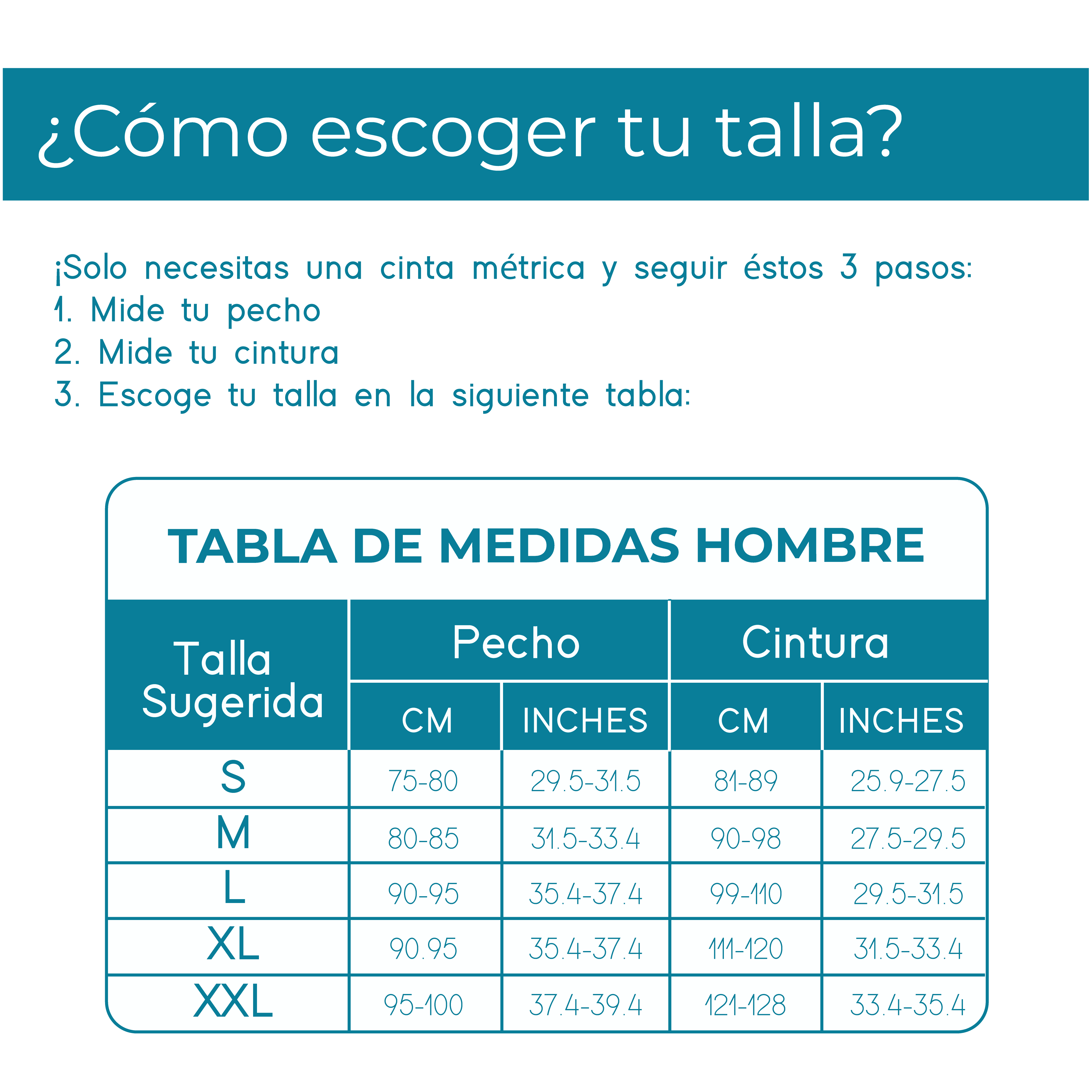 Tabla de medidas Chaleco Hombre